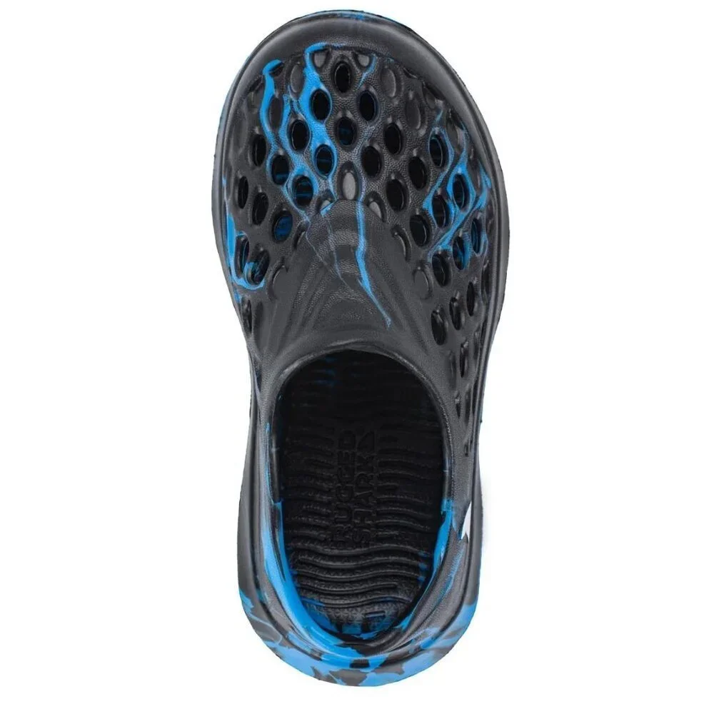 Rugged Shark Todd Big Kids Slip on Water Sneakers - Black & Blue - Size 7 & 11